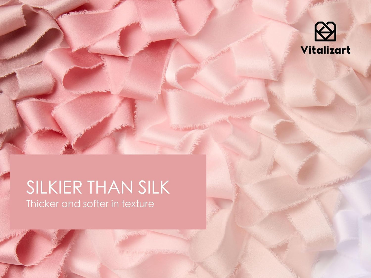 Vitalizart Silk Like Satin Ribbon 1 inch x 25 Yard Pink & Nude Handmade Frayed Ribbons for Gift Wrapping Baby Shower Wedding Bridal Bouquets Holiday Decor