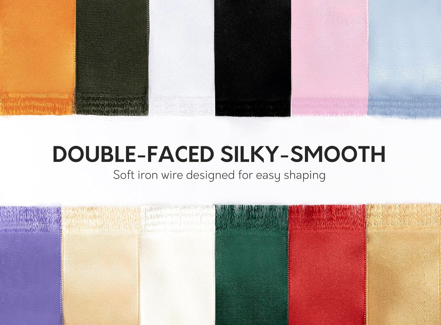 Pink Satin Ribbon Double-Faced Wired Ribbons for Gift Wrapping Flower Bouquet Bows Wedding Invitation Christmas Decor Crafts 1-1/2 Inch 10 Yards