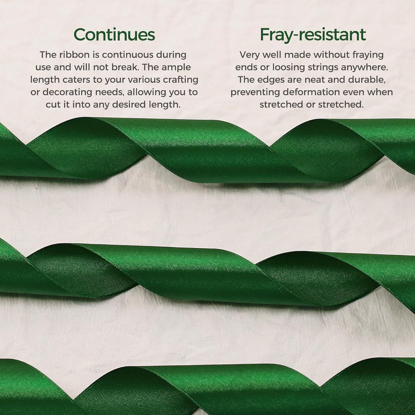 Green Satin Ribbon 1 inch X Continuous 100 Yards, Single Face Polyester Ribbon Perfect for Gift Wrapping, Flower Bouquet, Wedding Decor, Crafts, Bow Making, Sewing and More