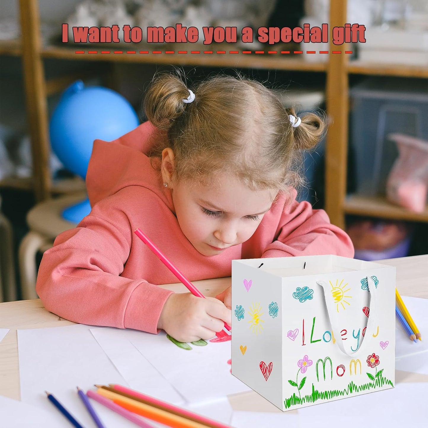 ADIDO EVA White Square Gift Bags Mini Size Square Bottom Paper Bags with Handles for Party Favor (4x4x4 In, 10 CT)