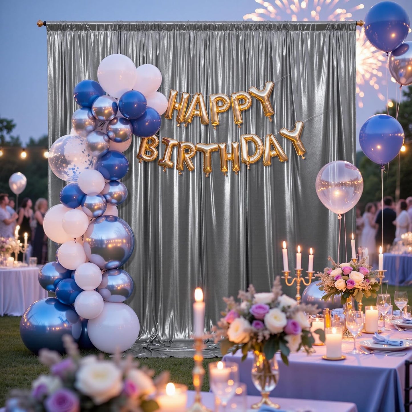 10x10FT Charcoal Silver Sequin Backdrop - 2 Panels 5x10FT Wrinkle-Free Glitter Drapes for Weddings, Parties & Events