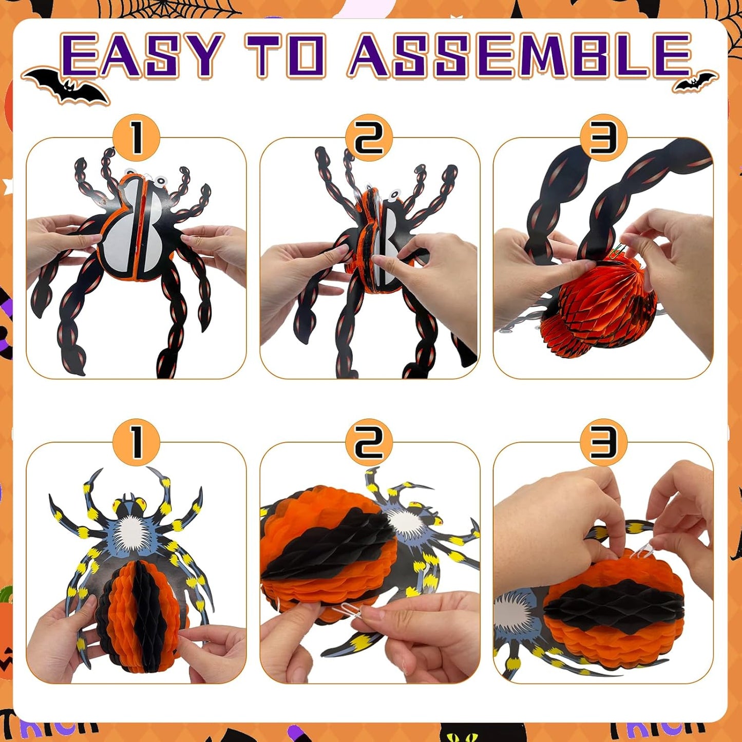 Halloween Office Decorations Indoor Kit - Pumpkin Lanterns, Bats Skull Head Banner, Spider Pumpkin Hanging Happy Halloween Banner For Office Classroom Home 14PCS