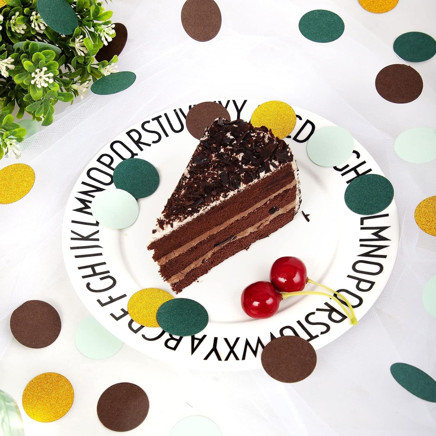 Sage-Green Gold Brown Party Decorations - 300pcs Confetti Paper Dot Table Decor for Gender Neutral Baby Shower Decoration,Bridal Shower,Birthday with Rustic,Boho,Woodland Theme