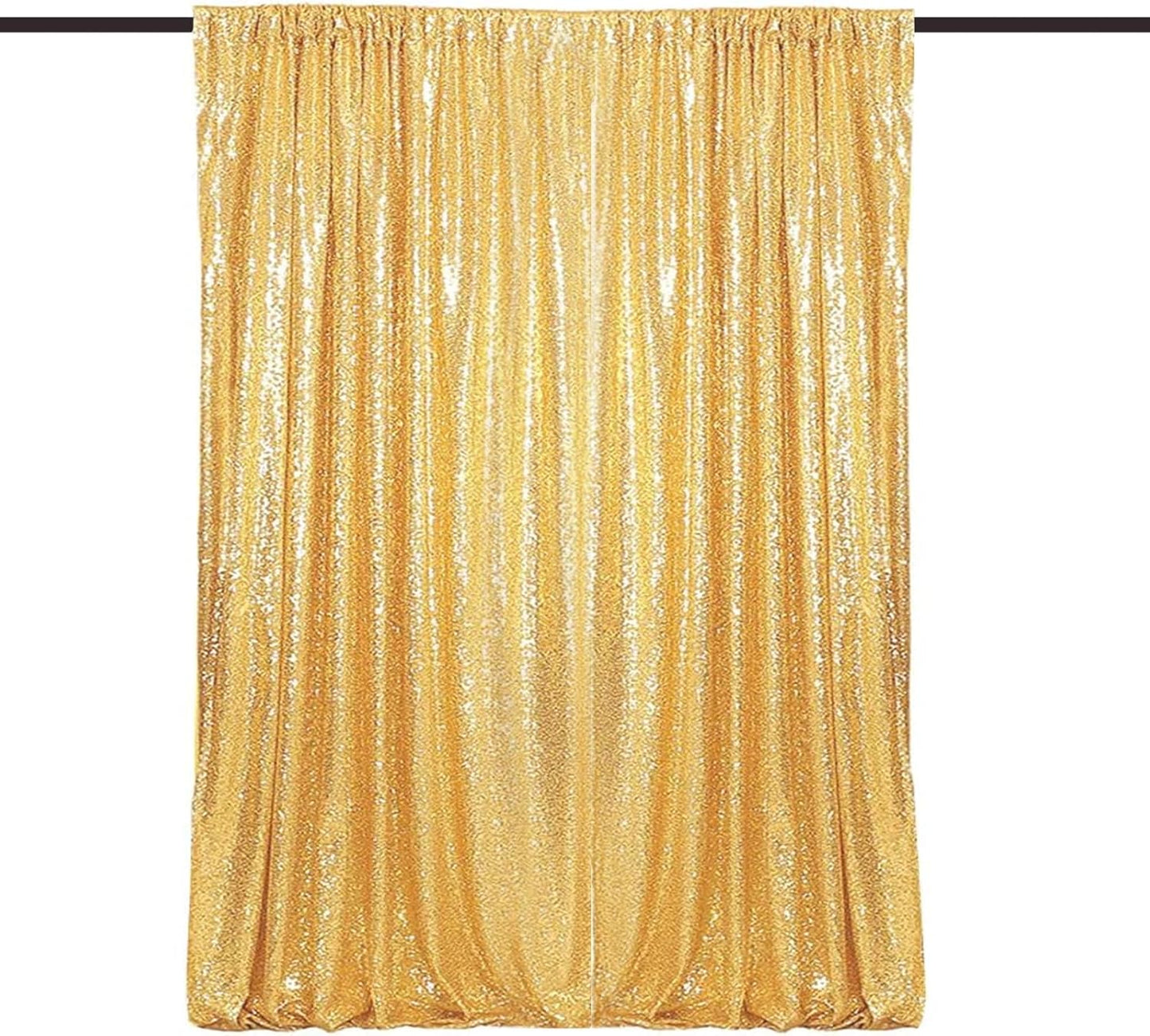 Gold Sequin Backdrop Curtains 1 Panel 8FTx8FT Glitter Gold Photo Backdrop Drapes Party Wedding Baby Shower Curtain Sparkle Photography Background