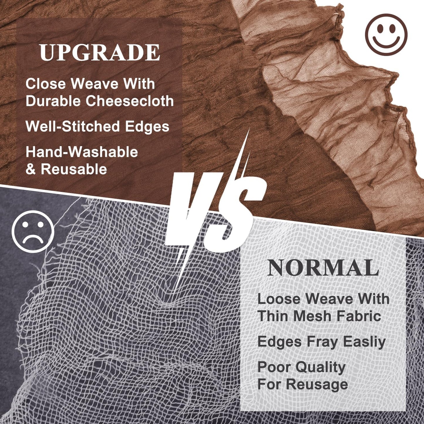 Asee'm 12pcs Cheesecloth Table Runner 120 Inches Long Brown Boho Gauze Cheese Cloth Runner 10FT Rustic Sheer Fall Table Runners for Thanksgiving Christmas Wedding Party Baby Shower Decoration