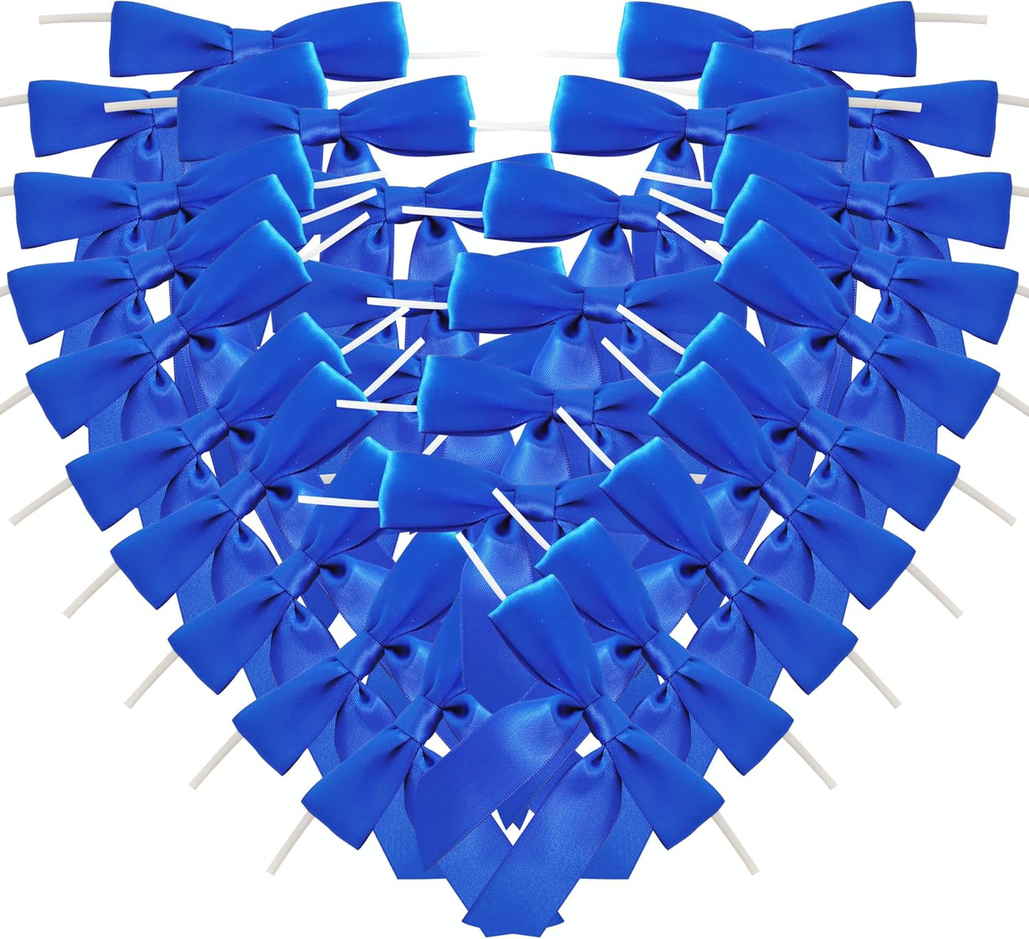 50pcs/Bag 3-1/2" Blue Satin Ribbon Bows with Twist Ties for 4th of July Independence Day Gift Wrapping Packing Holiday Decoration(Blue)