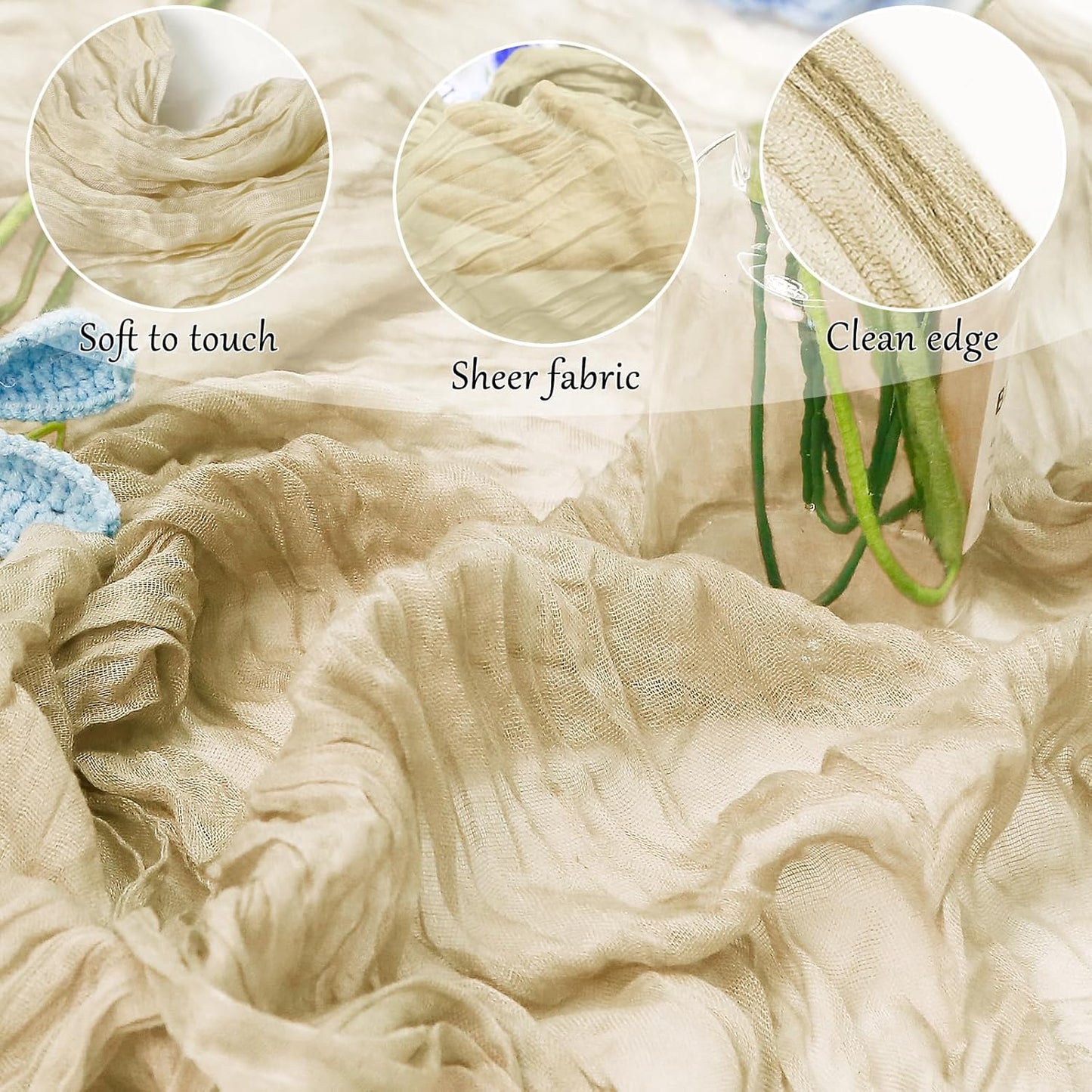 10-Pack Beige Cheesecloth Table Runners – 10FT (35x120 Inch) Boho Rustic Gauze Fabric Cheese Cloth Table Runner for Weddings, Baby Showers, Bridal Shower, Farmhouse & Birthday Party Decor