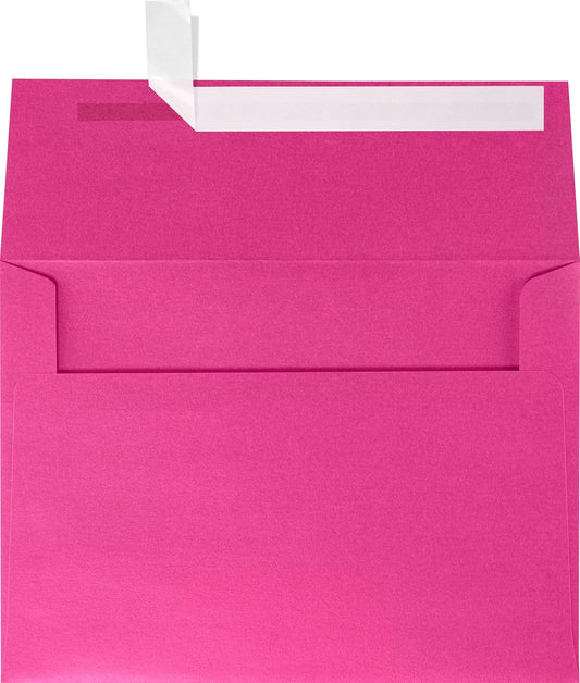 LUXPaper A7 Invitation Envelopes | Peel & Press | 5 1/4" x 7 1/4" | Azalea Metallic | 80lb. Text | 50 Qty