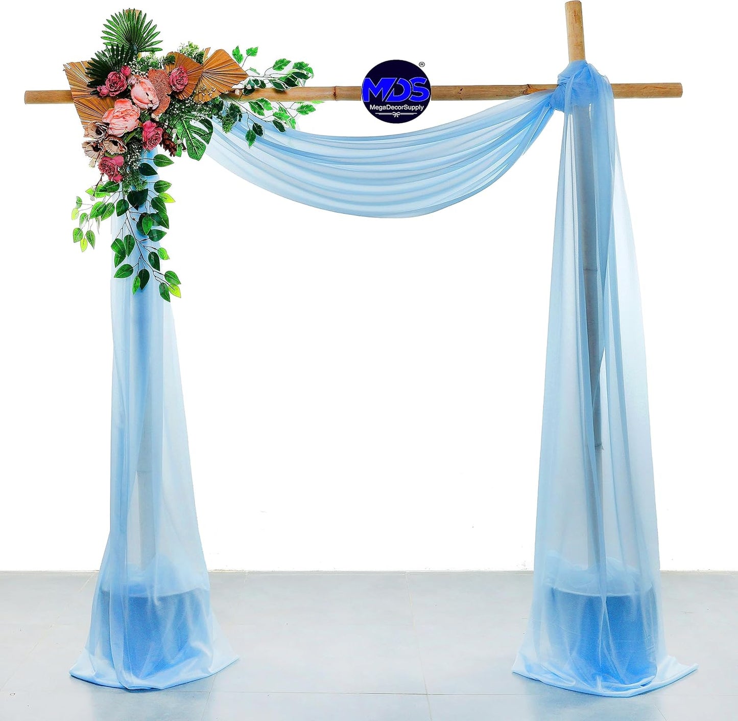 MDS Halloween Chiffon Draping Fabric - 2 Panel, 30" Wide x 50ft Long - Sheer Spooky Arbor & Canopy Drapery for Haunted House Backdrops, Party Ceilings, DIY Costumes & Themed Events - Turquoise