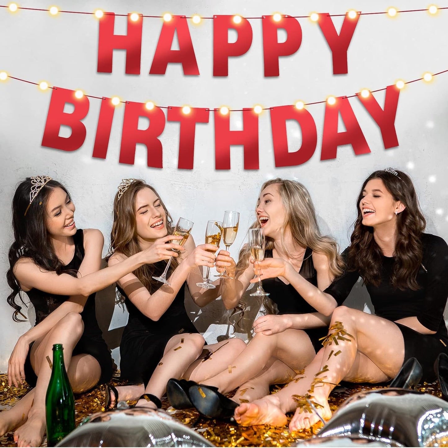 TaoBary 112 Pcs DIY Letter Kit Glitter Customizable Banner Letters Include 107 Letters and Numbers 3 Rope and 2 Needles for Birthday Halloween Christmas Wedding Valentine Party Decor(Bright Red)