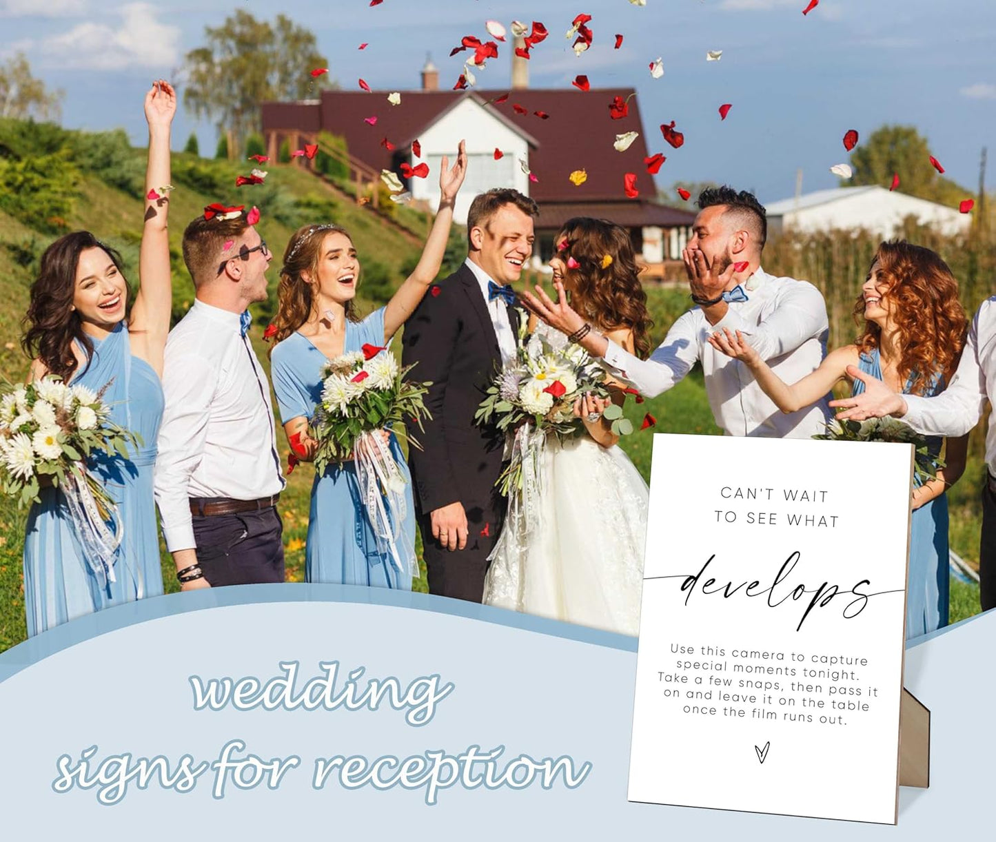 Wooden Sign Wedding Decoration, 8" x 11" Modern Tabletop Mount, Love Theme, Light Color