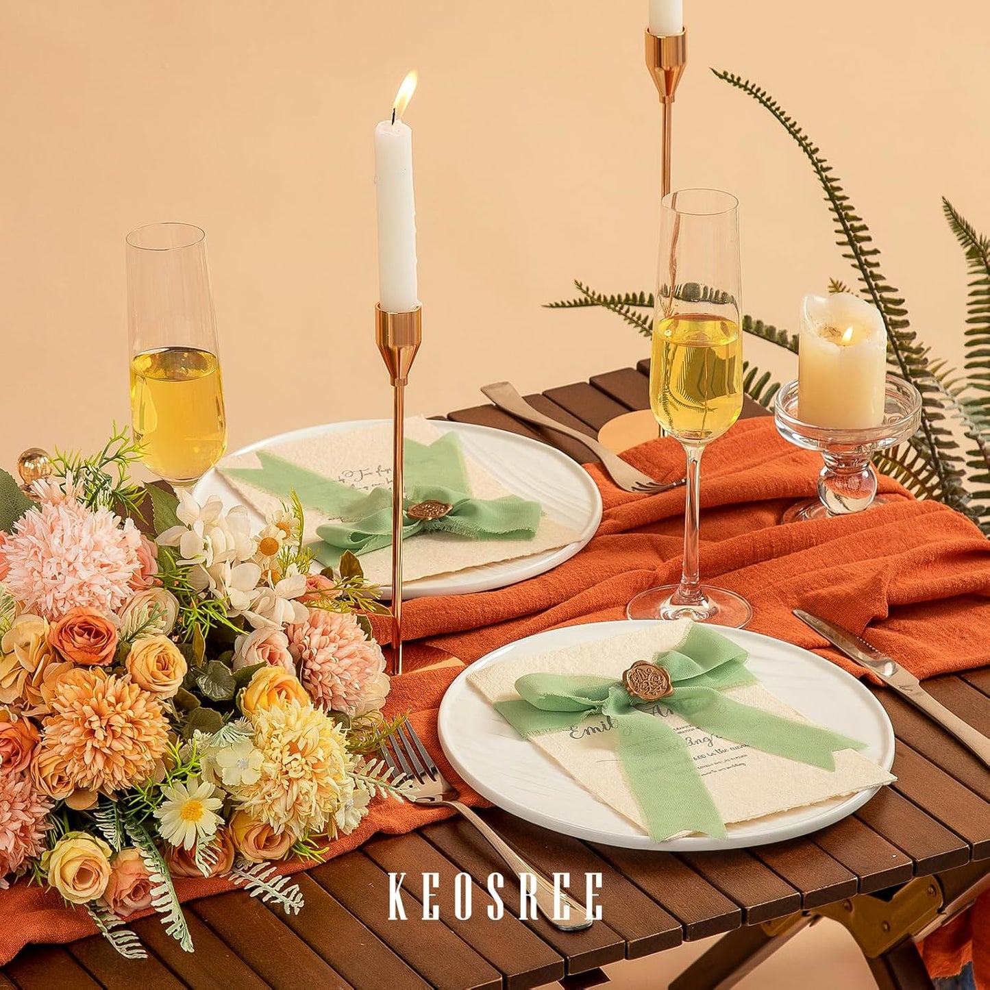 3 Rolls Cream White & Sage Green Handmade Chiffon Ribbon,1.5" x 21Yd Frayed Fringe Silk Ribbons (3 Rolls *7Yd) for Gifts Wrapping, Wedding Invitations, Bridal Bouquets, Decorations