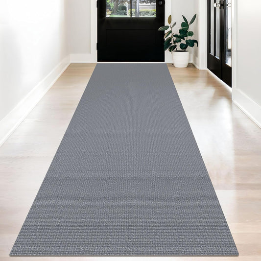 KOZYFLY Washable Runner Rug 3x12 ft Hallway Kitchen Runner Rugs with Rubber Backing Bobo Non Slip Entryway Runner Indoor, Long Carpet Runners for Hall Kitchen Entryway, Grey