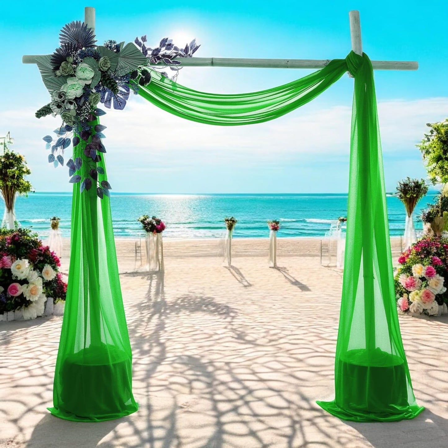 MDS Halloween Chiffon Draping Fabric - 1 Panel, 30" Wide x 20ft Long - Sheer Spooky Arbor & Canopy Drapery for Haunted House Backdrops, Party Ceilings, DIY Costumes & Themed Events - Green