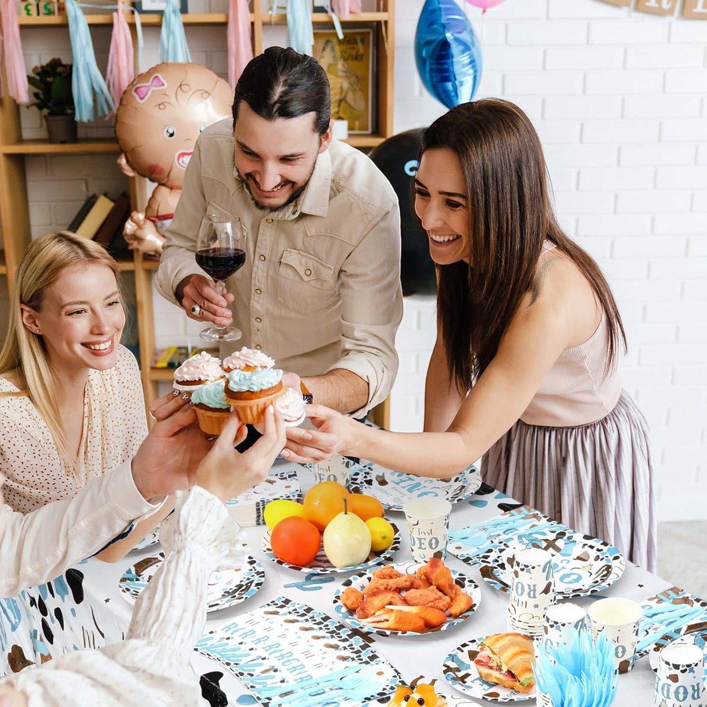 452 Pcs First Rodeo Decorations Boy, Blue Western Cowboy Paper Plates Napkins Cups Tablecloth Cutlery Straws for My 1st Rodeo Birthday Party Baby Shower Decorations Supplies for 50 Guests