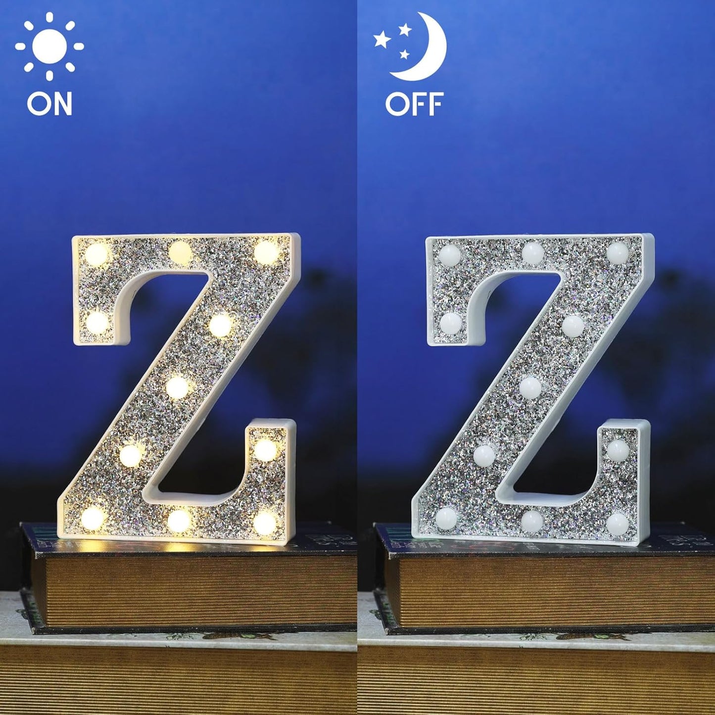 Light Up Letters, Marquee Light for Table Decorations, Glitter Signs for Prom, Events, or Engagement Party Decor, Featuring Alphabet & Number Lighted Letters, Z