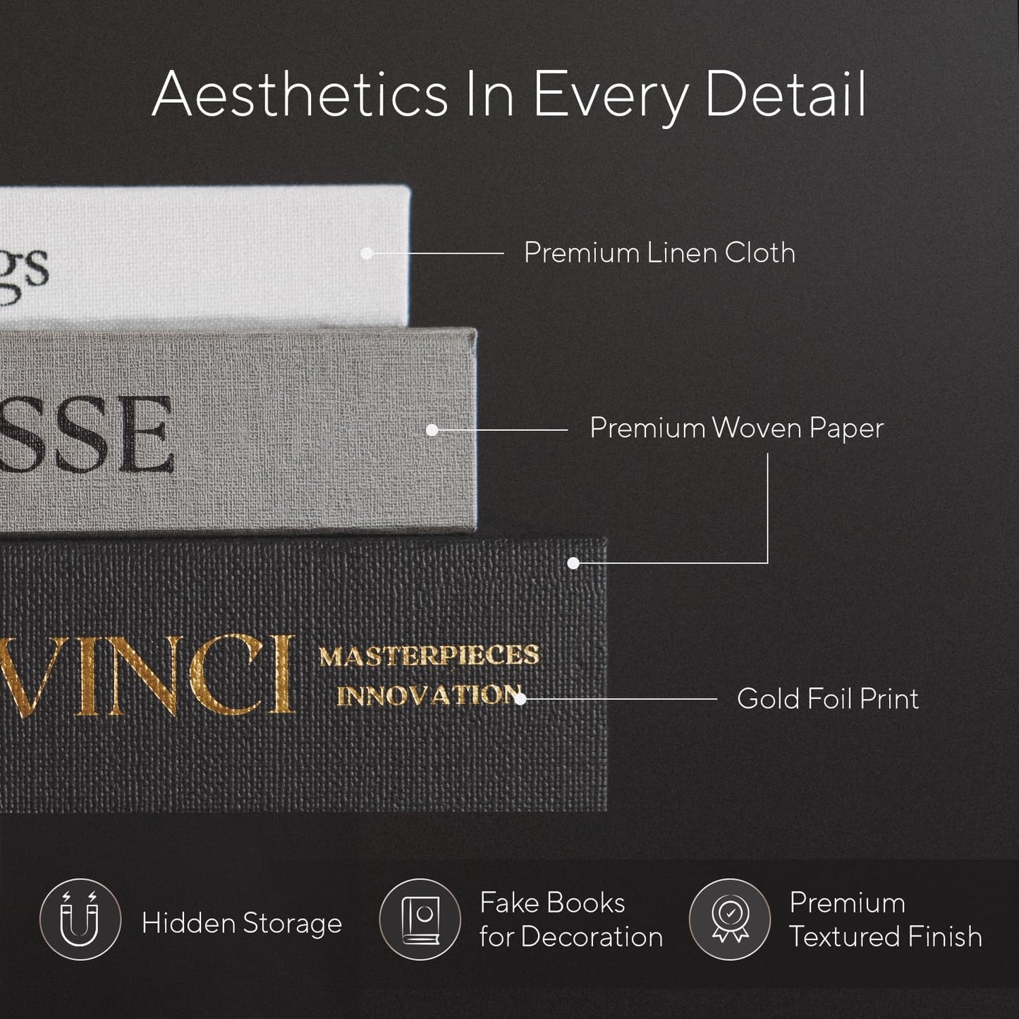 Elegant Linen Set of 3 Decorative Books for Home Decor Faux/Fake Books For Decoration Hardcovers Aesthetic Minimalist Coffee Table Décor Living Room Modern Entryway Table Bookshelf Storage Boxes