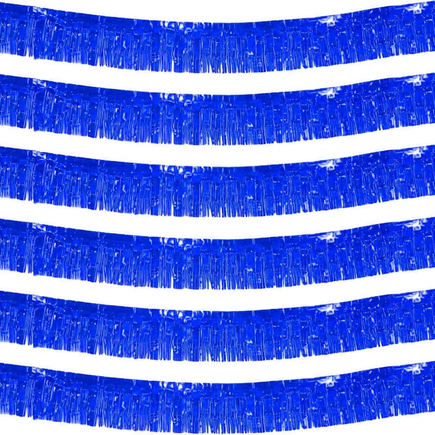 We Moment 6 Pack 10 Feet Blue Foil Fringe Garland Streamers Metallic Tinsel Banner Wall Hanging Fringe Curtain Glitter Backdrop Banner for Parade Floats Birthday Bachelorette Blue Party Decorations
