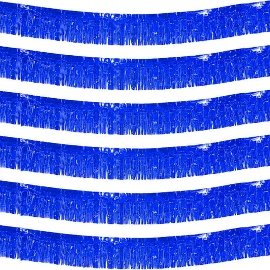 We Moment 6 Pack 10 Feet Blue Foil Fringe Garland Streamers Metallic Tinsel Banner Wall Hanging Fringe Curtain Glitter Backdrop Banner for Parade Floats Birthday Bachelorette Blue Party Decorations