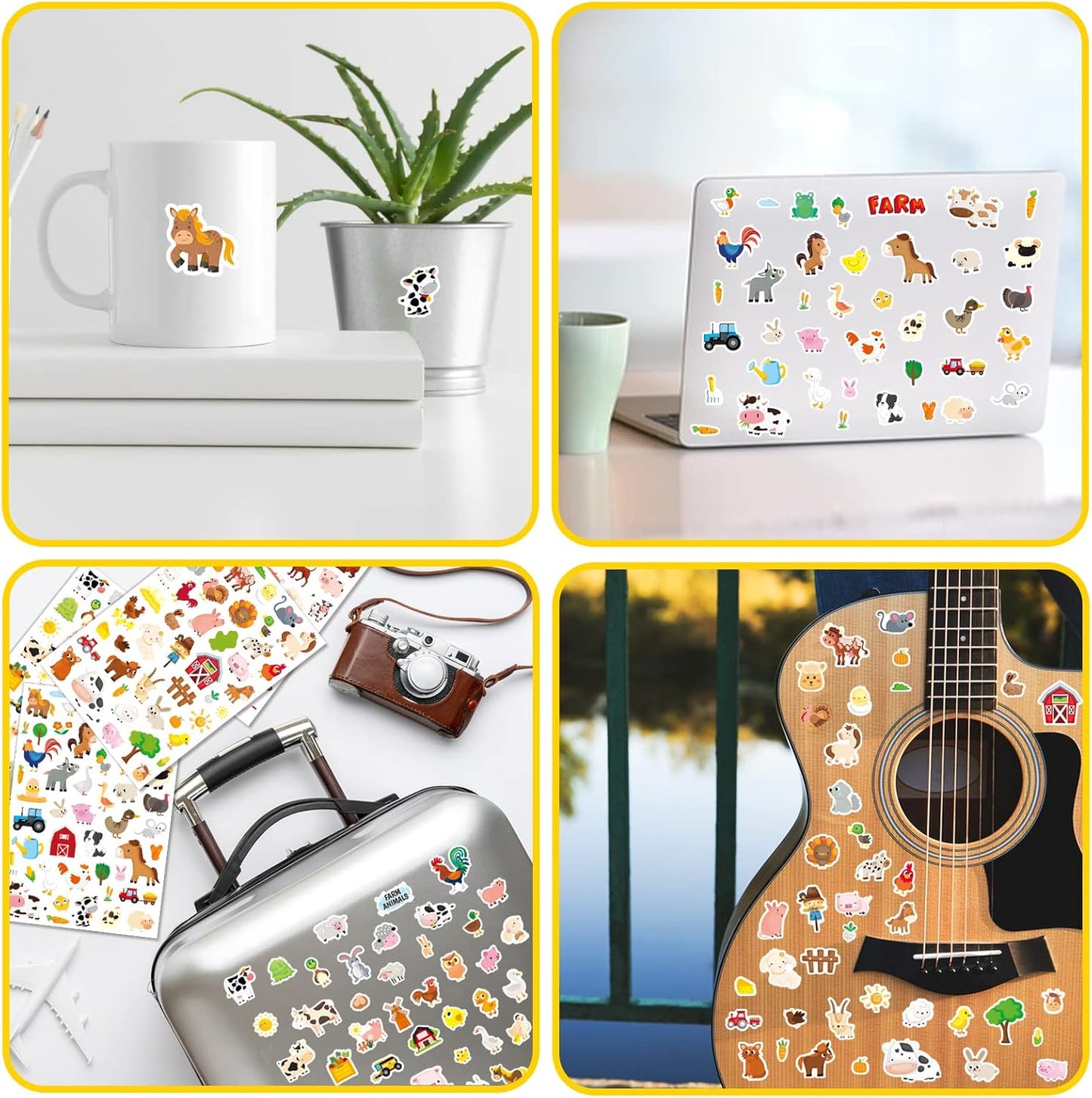 Farm Animal Stickers Cute Farm Barnyard Cow Sheep Horse Decal Sticker 875 Counts Party Gifts Goodie Bags Decor School Reward Birthday Party Favors Water Bottle Sticker Laptop Invitation Decor