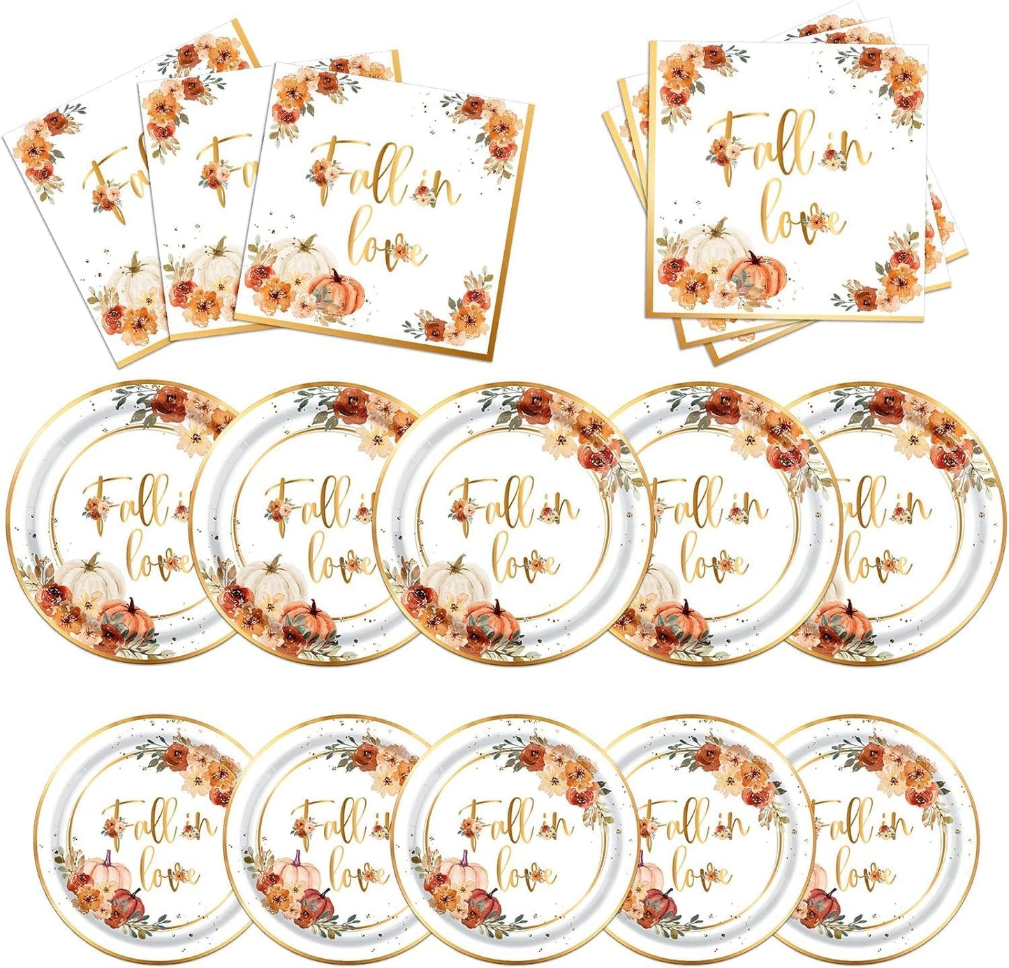 Fall In Love Bridal Shower Decorations - 60Pc Set Includes Plates, Napkins & More for Engagement Parties