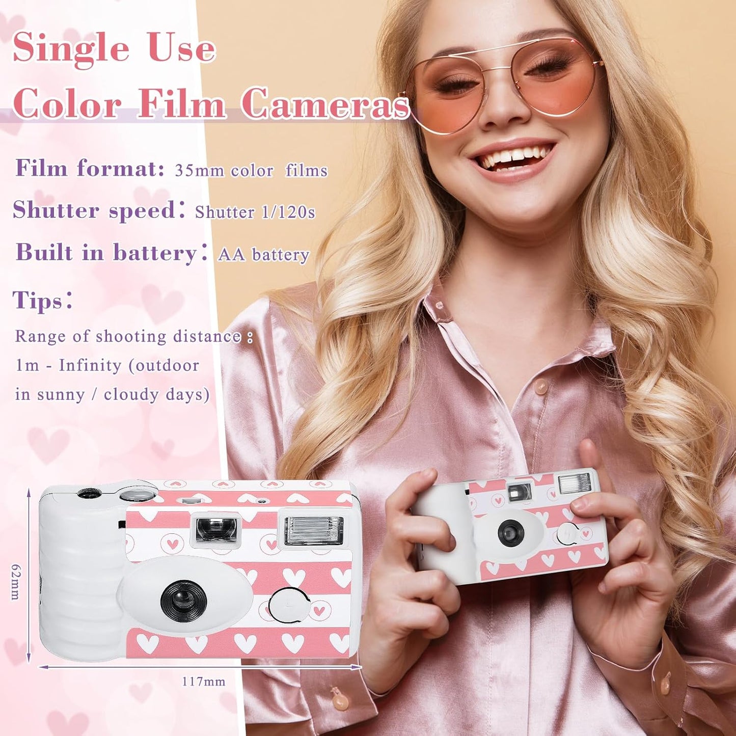 3 Pack Disposable Camera for Wedding Simple Use Color Film Camera with Flash Disposable Cameras One Time Camera for Gathering Wedding Travel Party Supply (White)