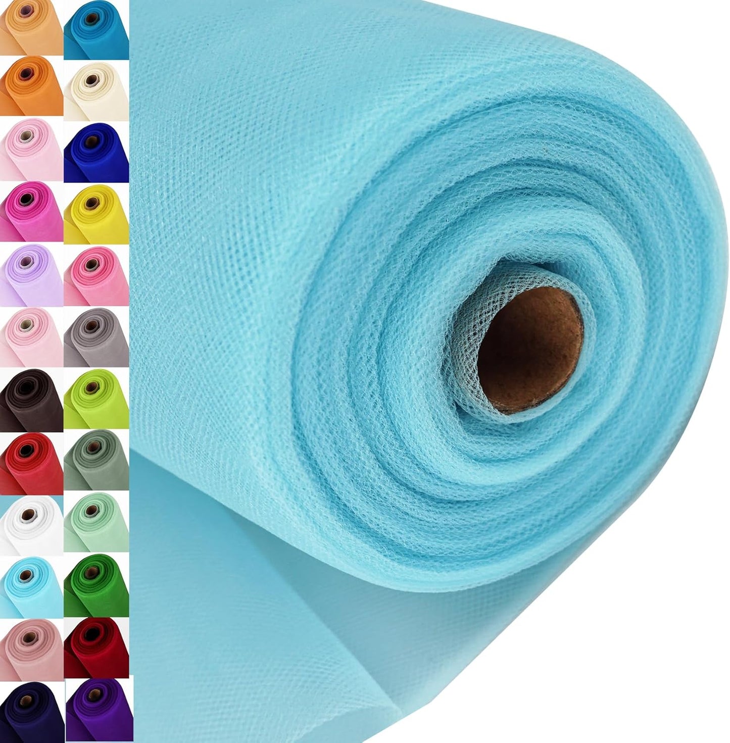 Light Blue Tulle Fabric Roll Spool Bolt (54 Inch by 40 Yards) Large Tulle Wedding Party Decoration, Tutu Skirt, Table Runner, Gift Wrapping, Bridal Shower, Soft & Drape (Baby Blue)