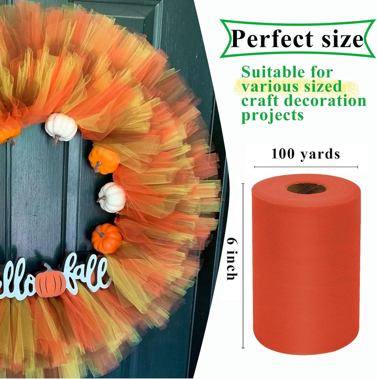 Terracotta Tulle Fabric Rolls 6 Inch by 100 Yards (300 feet) Fabric Spool Tulle Ribbon for DIY Tutu Bow Baby Shower Birthday Party Wedding Decorations Christmas Craft Supplies