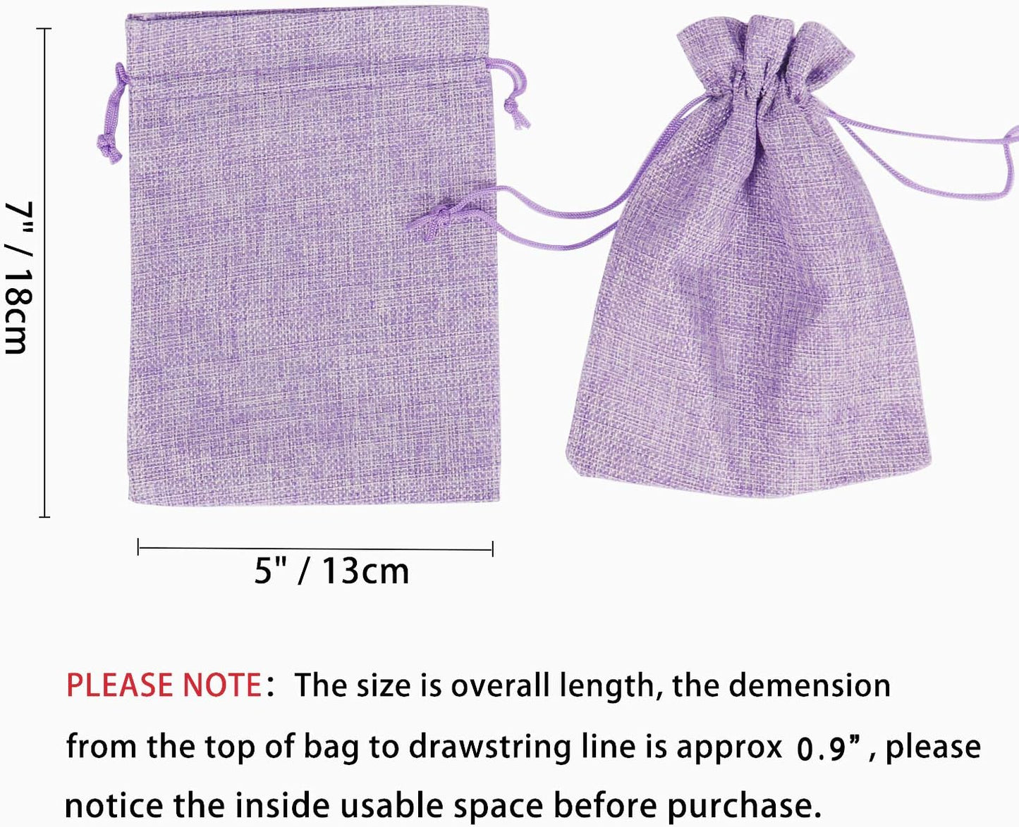 20pcs Burlap Bags 5 x 7, Linen Drawstring Gift Bags, Wedding Party Christmas Favor Bags Jewelry Candy Pouches Sacks (Light Purple)