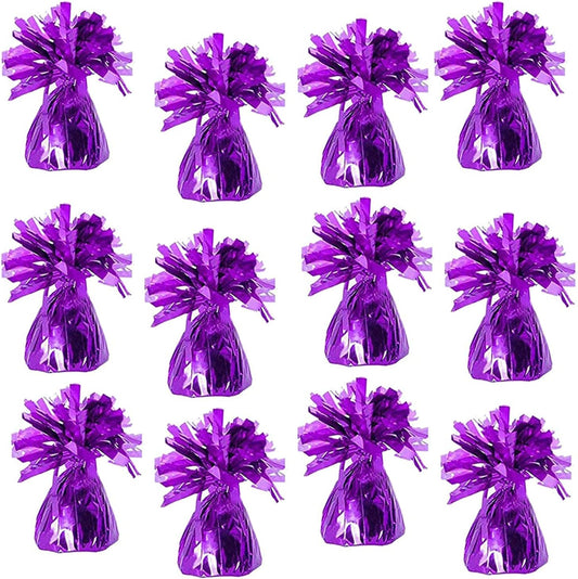Metallic Balloon Weights, Birthday Party Favors, Novelty and Gag Gifts, 5.5" Inches, 12-Pack (Purple)