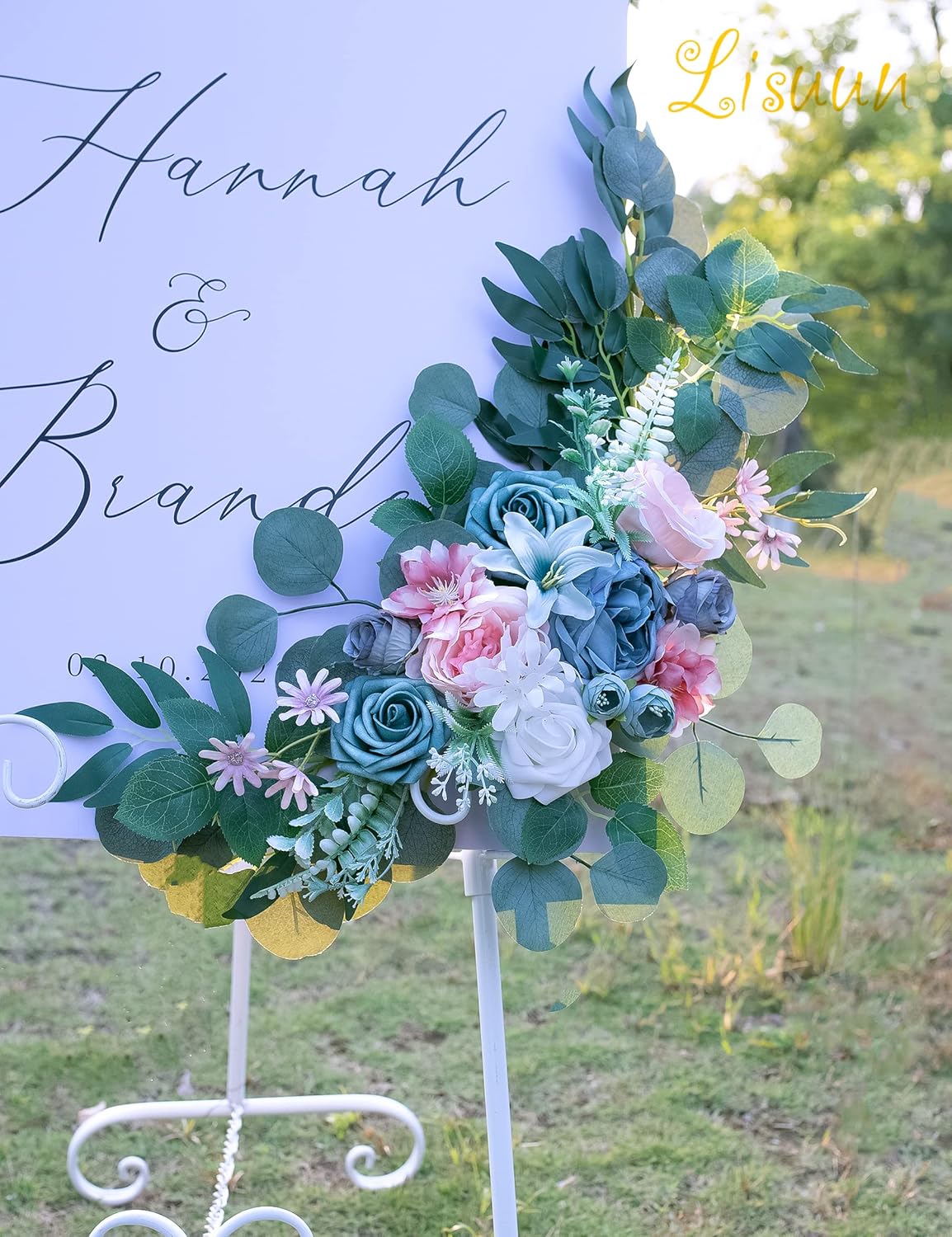 Wedding Arch Flowers, Artificial Flowers for Reception Backdrop and Welcome Ceremony Sign, Large Flower Swag for Dreamy Romantic Wedding Ceremony Floral Decor - Pack of 2