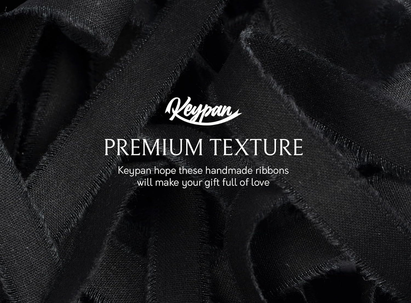 Black Ribbon 5/8" x 21 Yards with Frayed Fringe Fabric Cotton Ribbons for Gift Wrapping Wedding Invitations Flower Bouquet Baby Shower