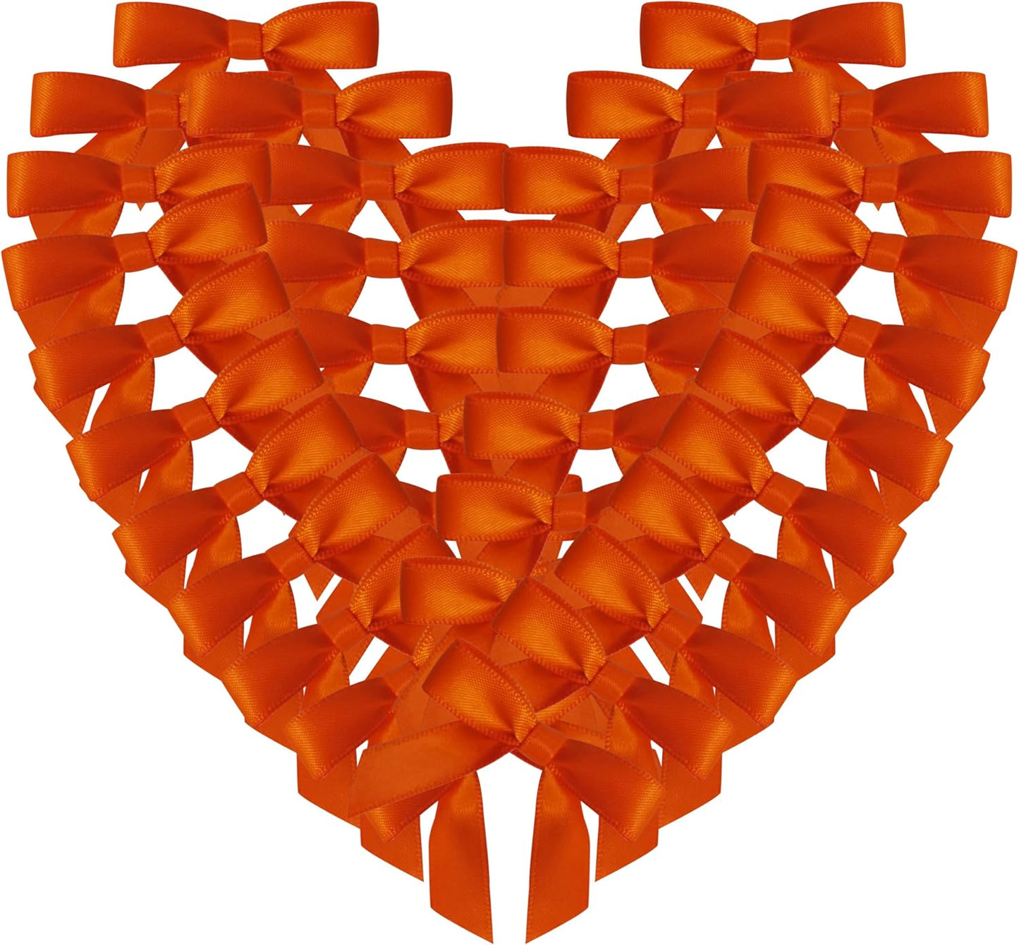50pcs 1-1/2" Mini Orange Satin Ribbon Bows Without Twist Ties for Crafts Gift Wrapping Packing Christmas Decoration (Orange)