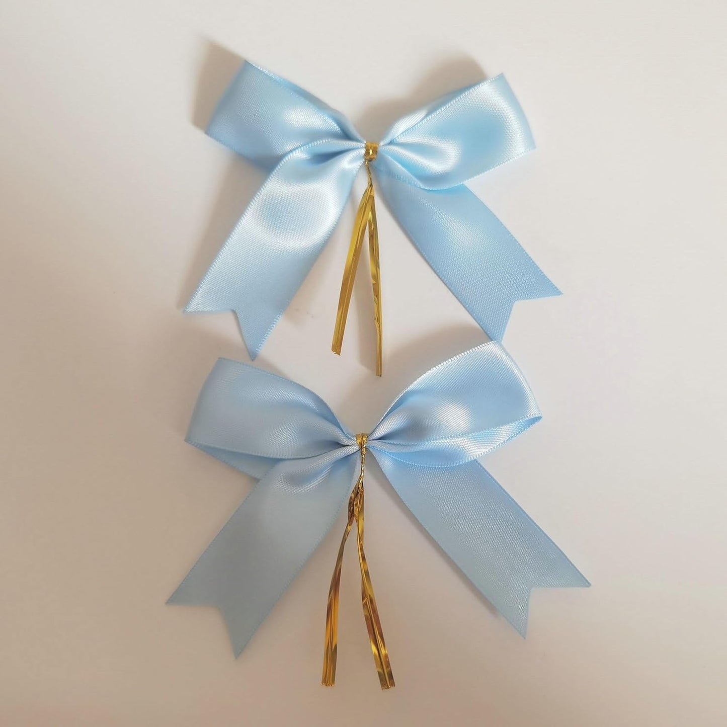 50pcs 3.5" Light Blue Satin Ribbon Bows Twist Ties Bows Wine Bows Tie with Fish Tail Cutting (Lt.Blue)