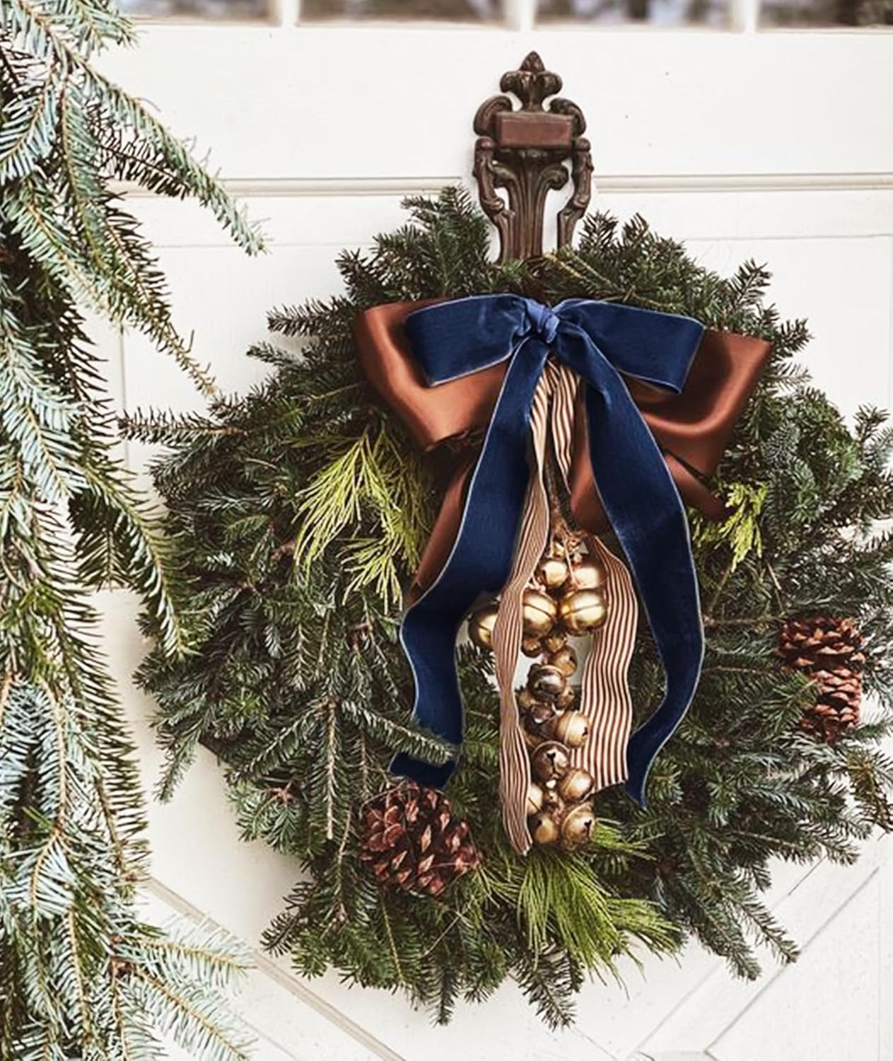 Navy Blue Christmas Velvet Ribbon for Tree, Gift Wrapping, Flower Bouquet, Wreath Decorations, Bow Making 1'', 25 Yards