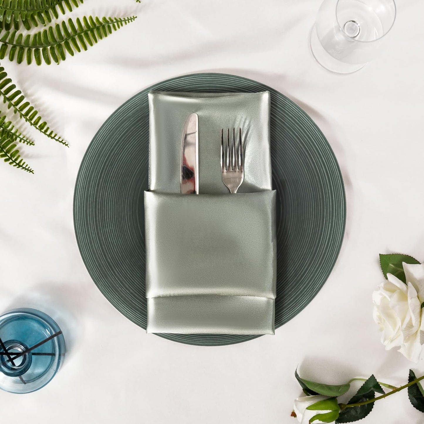 36 Pack Square Satin Dinner Napkins, 16x16 Inches Silky Soft Smooth Table Cloth Napkins for Restaurant Weddings Banquet Party Decoration, Dark Grey