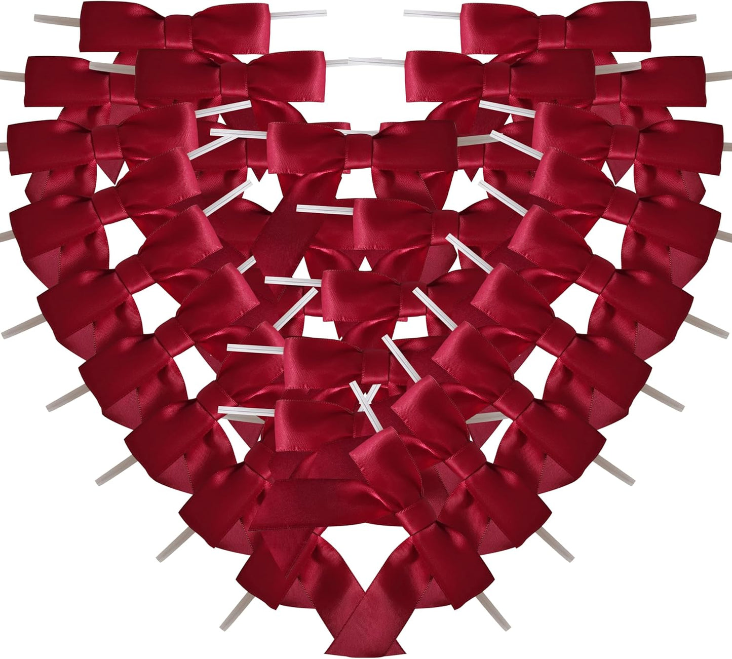 3-1/2" Burgundy Satin Ribbon Bows with Twist Ties Giant Bows for Christmas Holiday Gift Packing&Wrapping (50pcs,Burgundy)