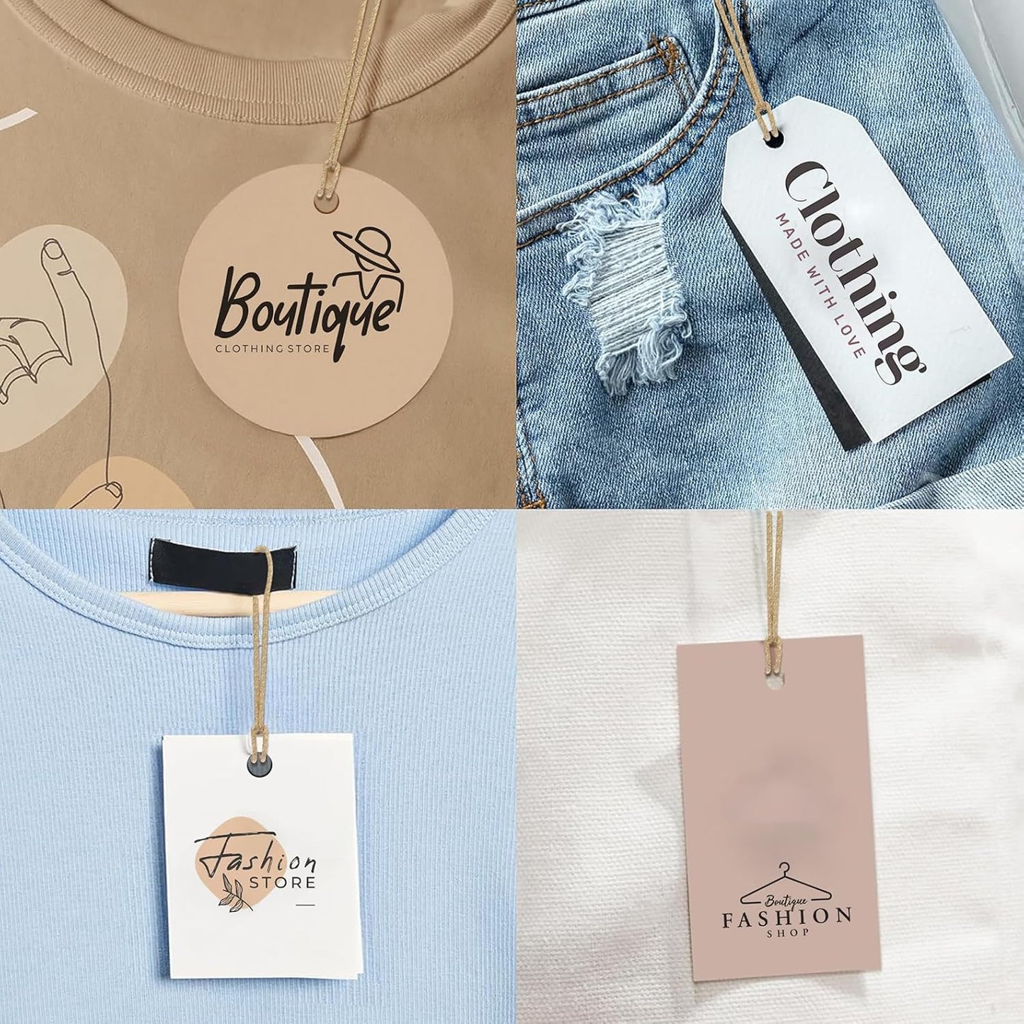 100 pcs Custom Hang Tags - Personalized Clothing Tag with Your Logo & Text - Custom Tags for Handmade Items Clothes Business Ideal for Apparel Jewelry Gift Label Tag