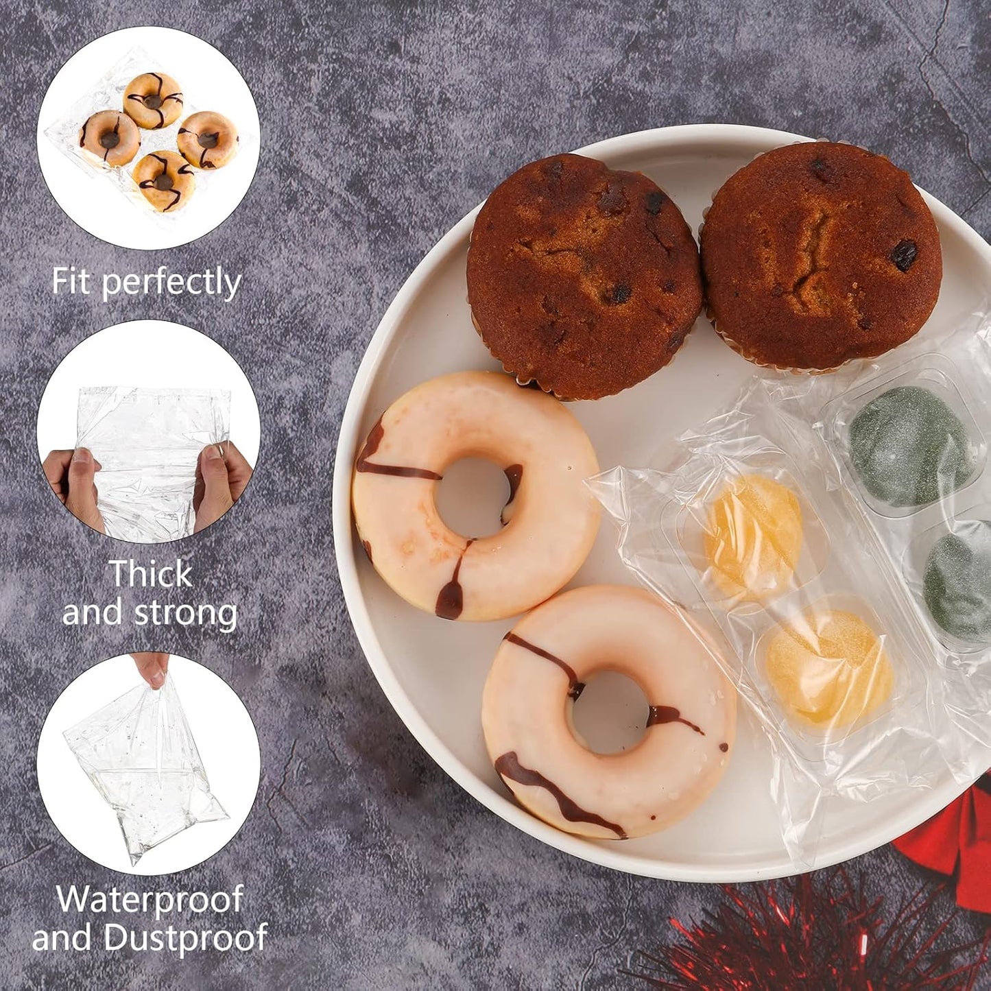 200 Pcs 4.5''x 4.5'' Clear Resealable Cello/Cellophane Good for Bakery,Adhesive Treat, Candle, Soap, Cookie Poly Bags