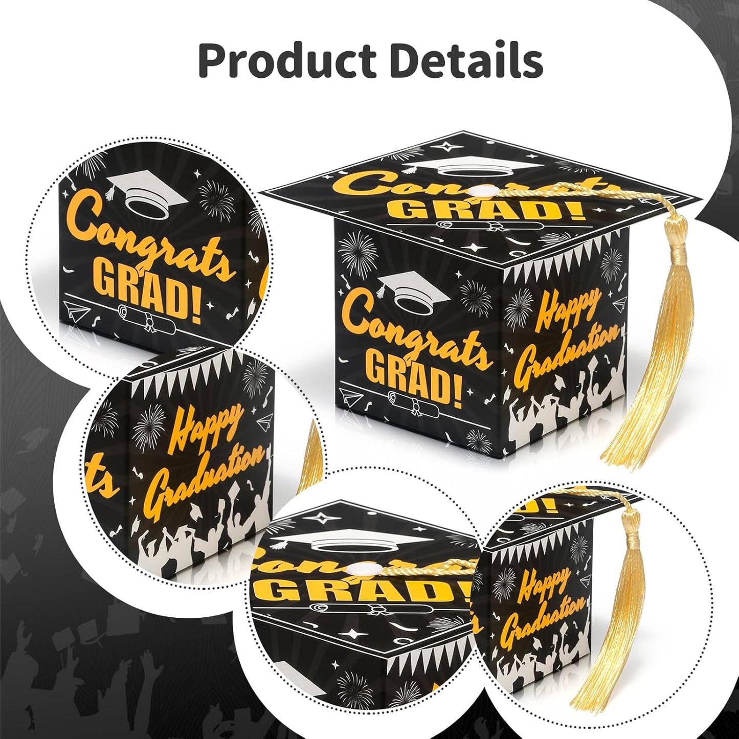 COTOPHER 36 Pack Mini Graduation Cap Gift Boxes, Class of 2025 Graduation Candy Boxes with Tassel, Small Treat Chocolate Box Centerpieces for Tables Party Decorations Graduate Favors Supplies