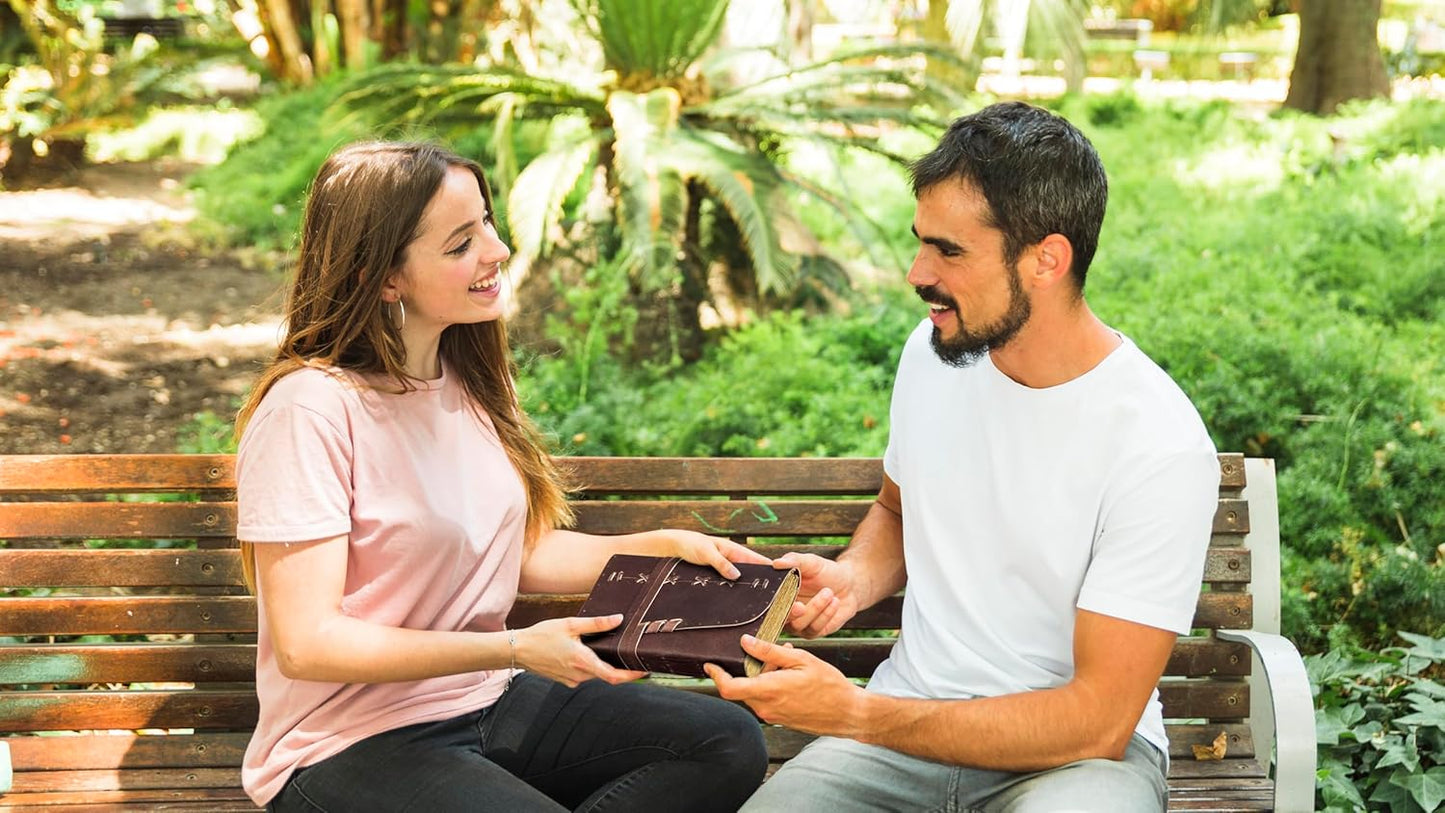 Leather Journal Notebook for Men & Women Daily Vintage Leather Bound Journal Travel Notebook 200 Deckle Edge Lined Paper Diary Writing Journal Travelers Scrapbook Poetry Sketchbook Leather Gifts with