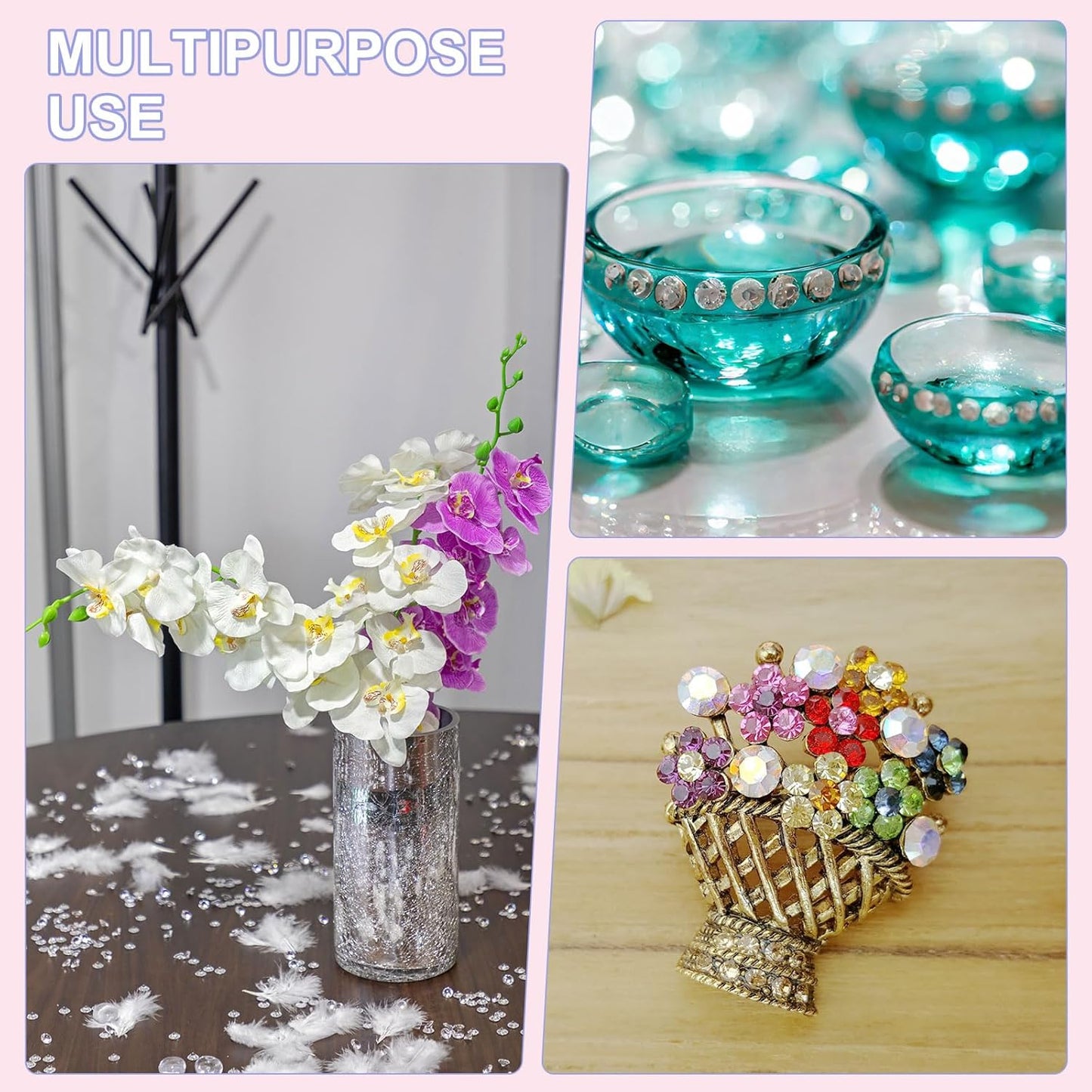 14400-Pack Acrylic Diamonds, 0.12 Inch/3mm Wedding Table Scatter Confetti Crystals for Vase Fillers/Art Craft, Acrylic Diamonds Gems [Peacock Blue AB]