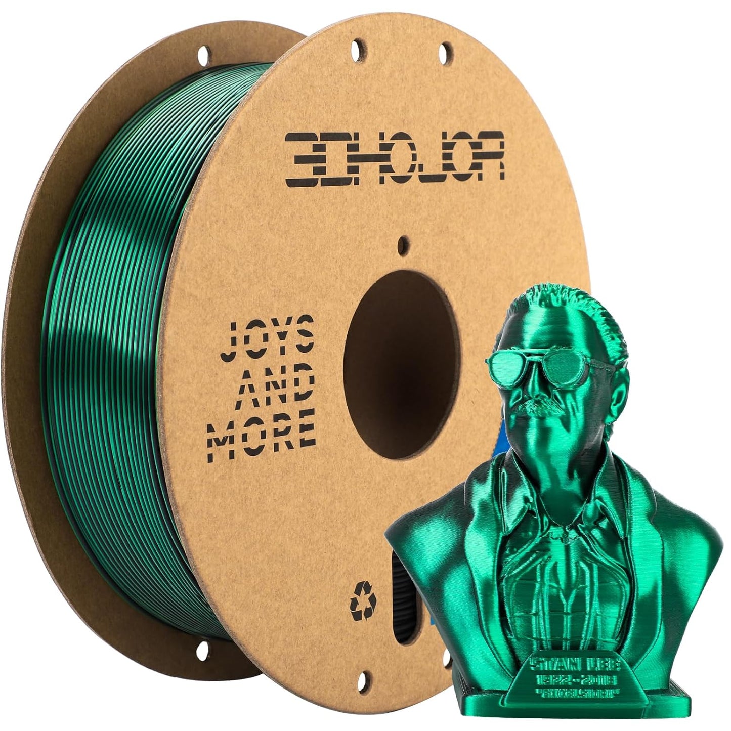 Silk PLA Filament 1.75mm Black Green Dual Color PLA 3D Printer Filament 2 in 1 Coextrusion 1KG Spool(2.2lbs) 3D Printing Filament Dimensional Accuracy +/- 0.03mm Fits for Most FDM 3D Printers