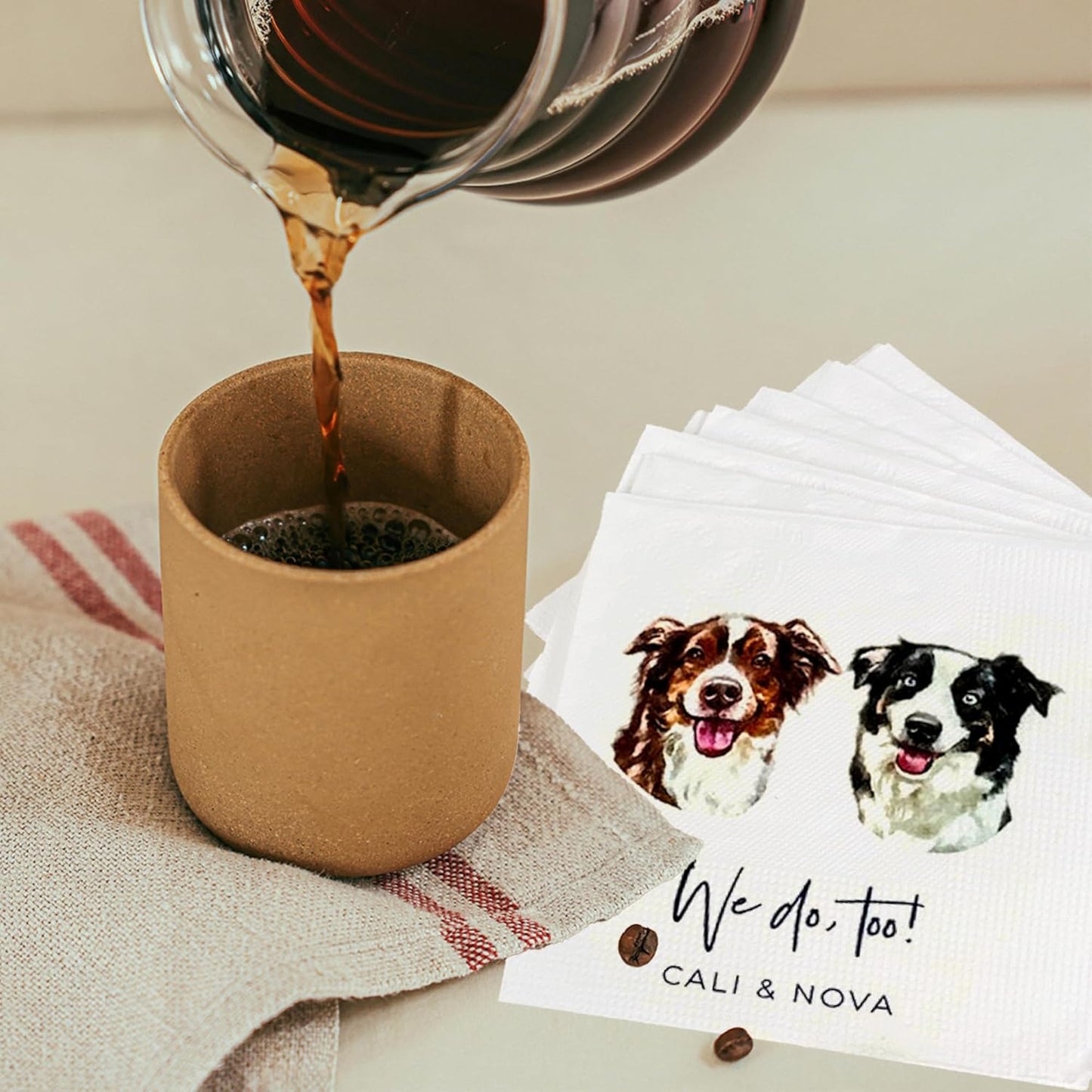 Luxury Personalized Dog Wedding Napkins, Personalized Photo Napkins for Dog, Custom Wedding Cocktail, Bridal Shower, Engagement Party Style 9