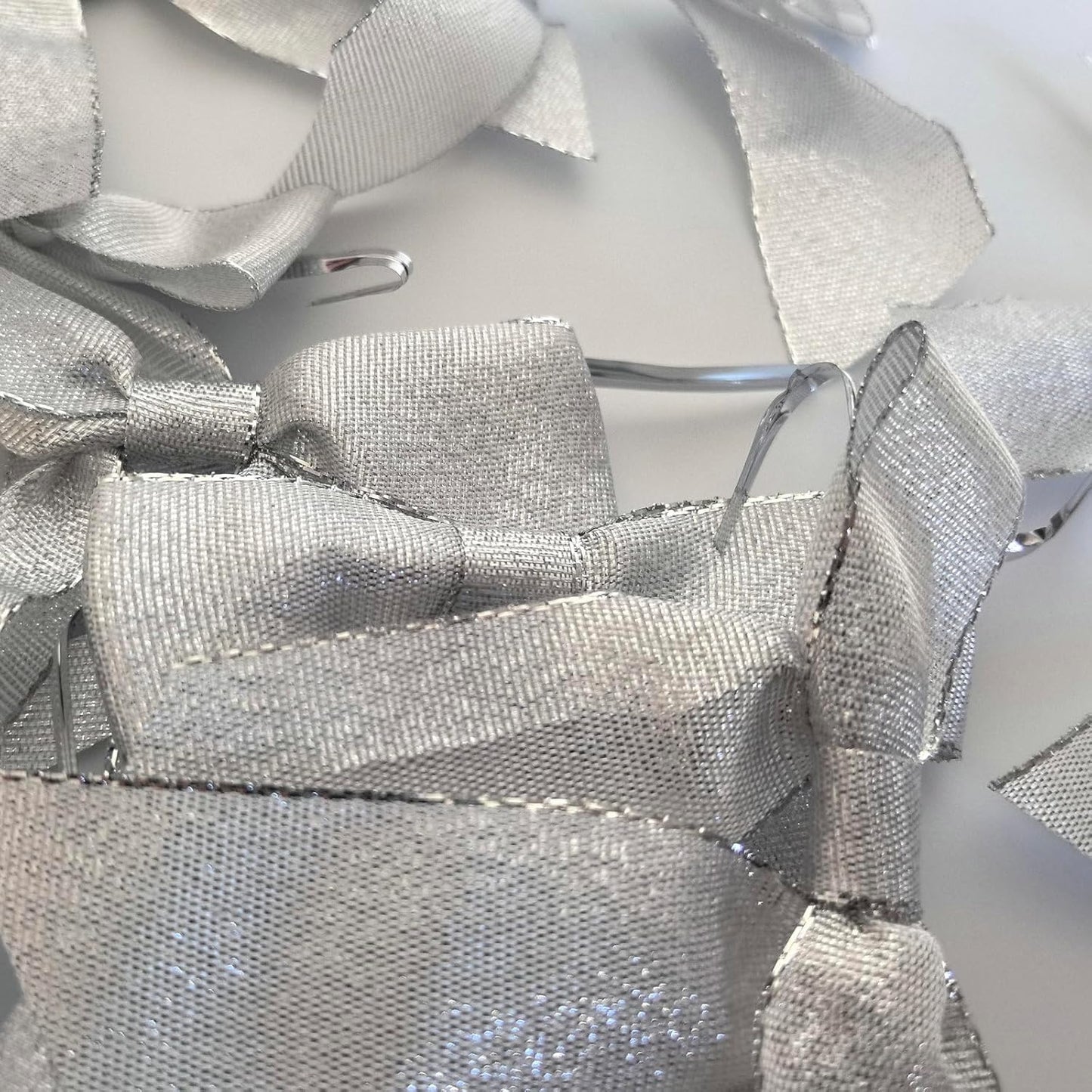 50pcs 3-1/2" Metallic Silver Glitter Ribbon Bows with Twist Ties for Gift Wrapping Packing Christmas Big Bows for Holiday Decoration (Silver)