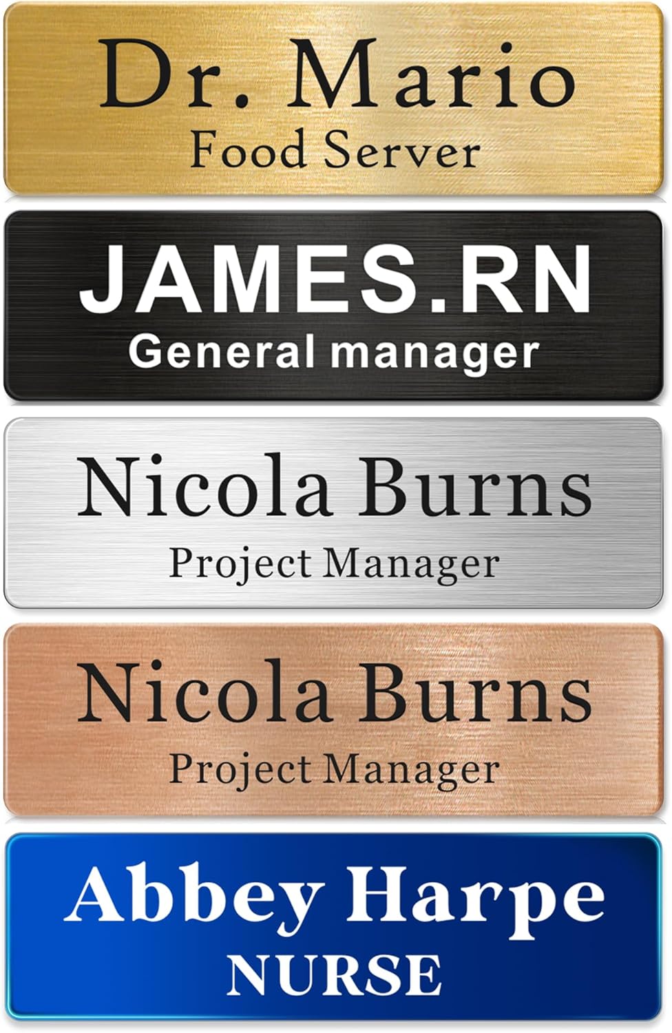 Magnetic Name Tags Personalized - Metal Engravable Name Badges with Pin or Strong Magnetic Backing for Teachers, Kids, Business, 1x3 Inch (Blue, Design 1)