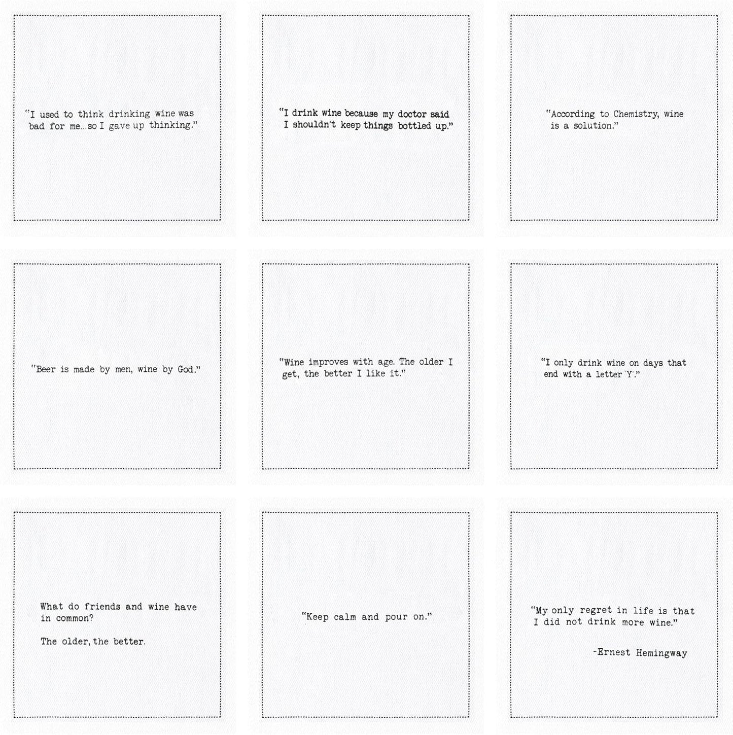 Five Star Napkins Wine Quotes, White Cotton Cocktail Napkins, Beverage Napkins, Bar Napkins, Cloth Napkins, Party Napkins, Events, Holidays, Weddings, Birthdays, Disposable, 4.5" x 4.5"- (50x)