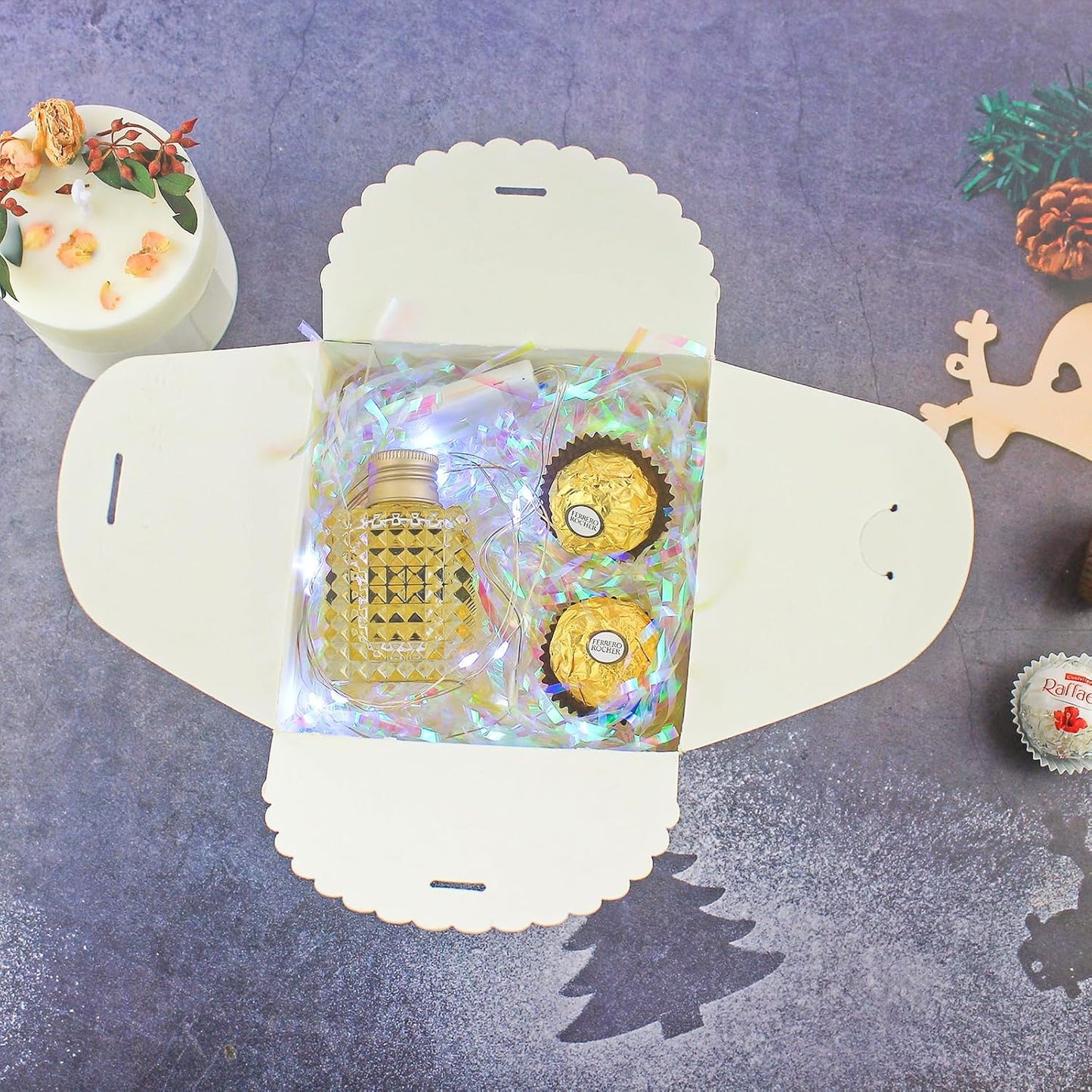 WEWILUCK Pink Glitter Gift Boxes – Foldable Paper Boxes with Ribbon-Tied Lids, Set of 10, Sparkly Present Boxes for Weddings, Bridesmaids, Birthdays, Baby Showers, Party(4.75x4.75x3.53)