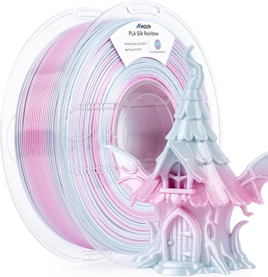 AMOLEN Silk PLA 3D Printer Filament, Shiny Multicolor Rainbow PLA Filament 1.75mm, Gradient Color Change PLA 3D Printing Filament for Most FDM 3D Printer, Pink Blue, 1kg (2.2lbs)