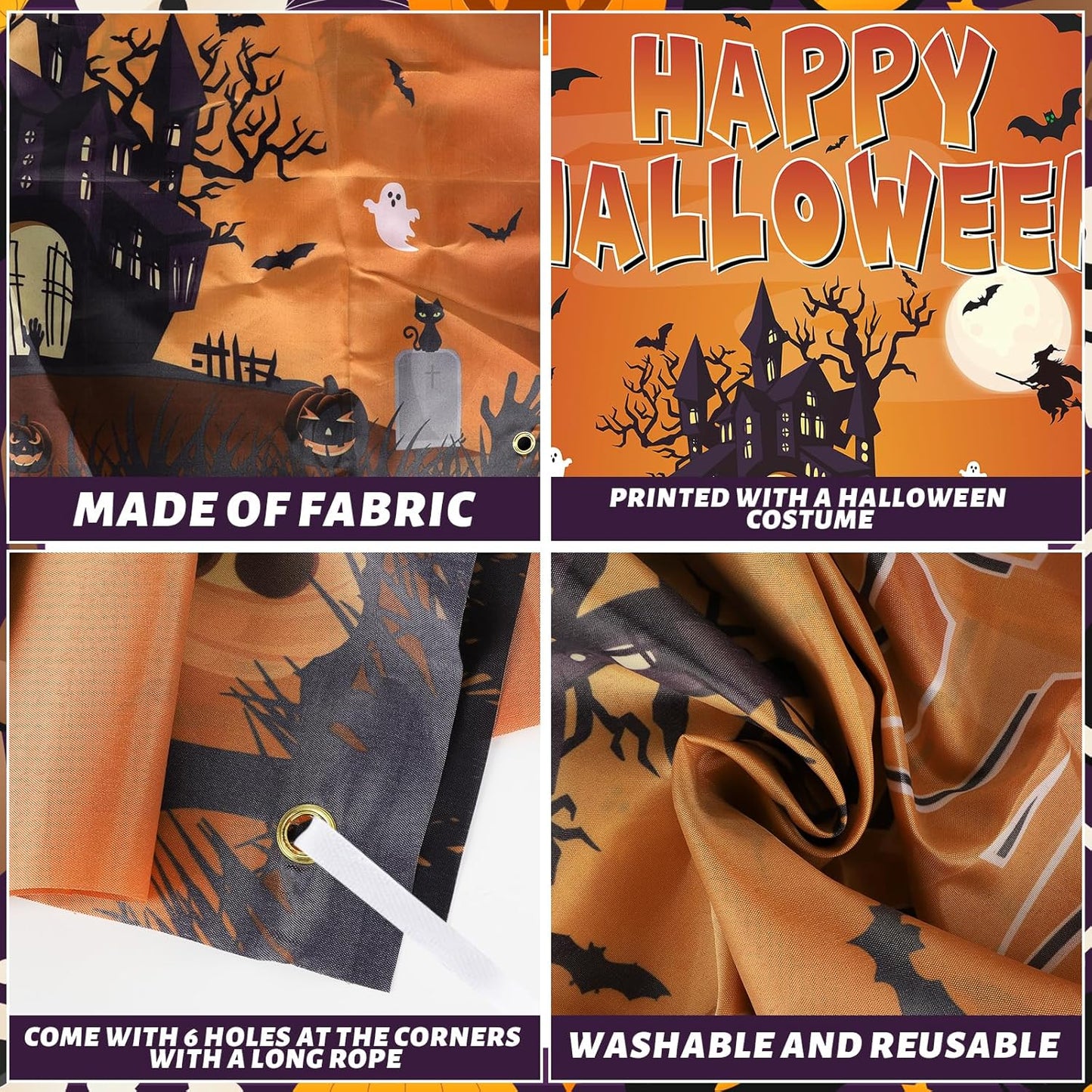 Halloween Photo Booth Props Frame Party Decorations 35 x 73Inch Halloween Picture Backdrop for Birthday Party Supplies Indoor Outdoor Decor (Orange)